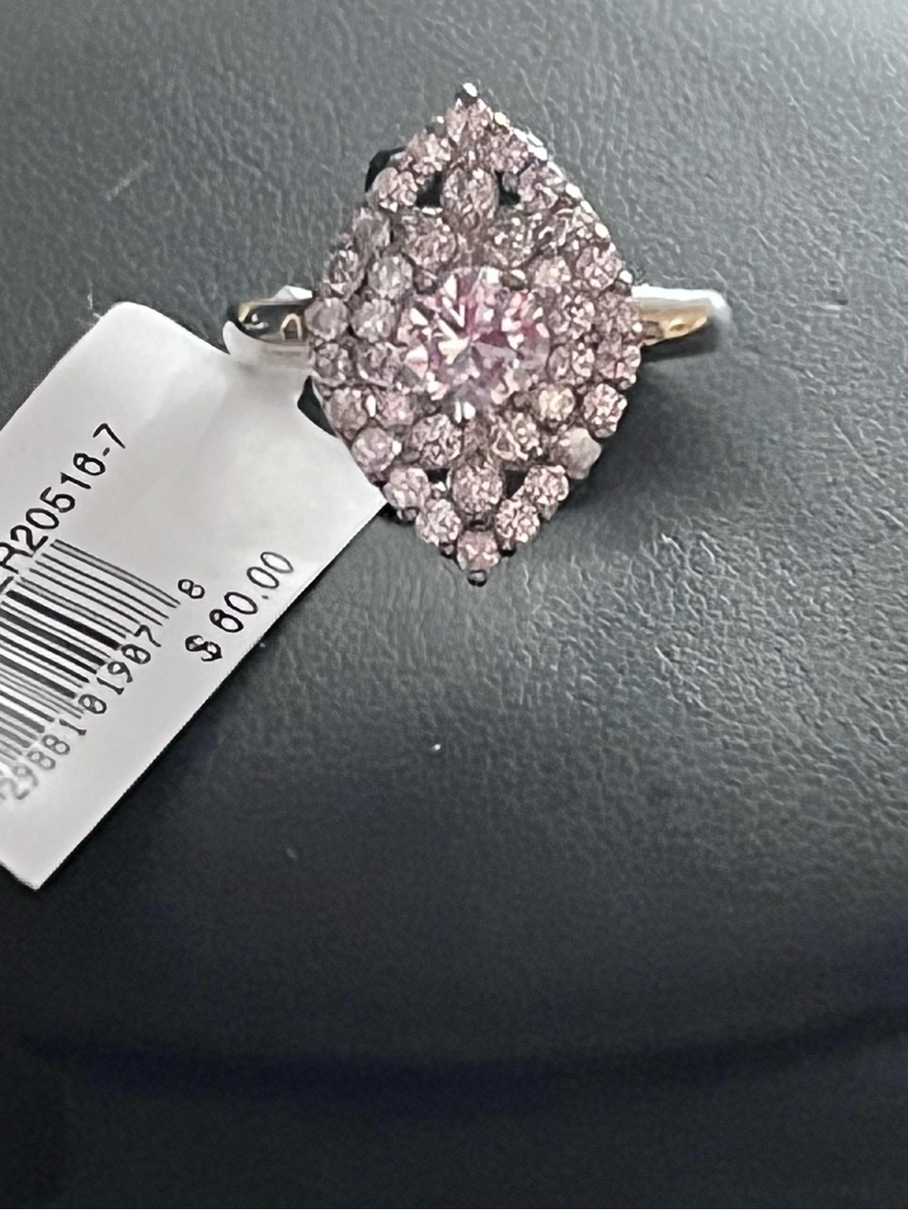 Macy's Silver Plated Cubic Zirconia 2 Row Kite Halo w/ Round Center Stone Ring